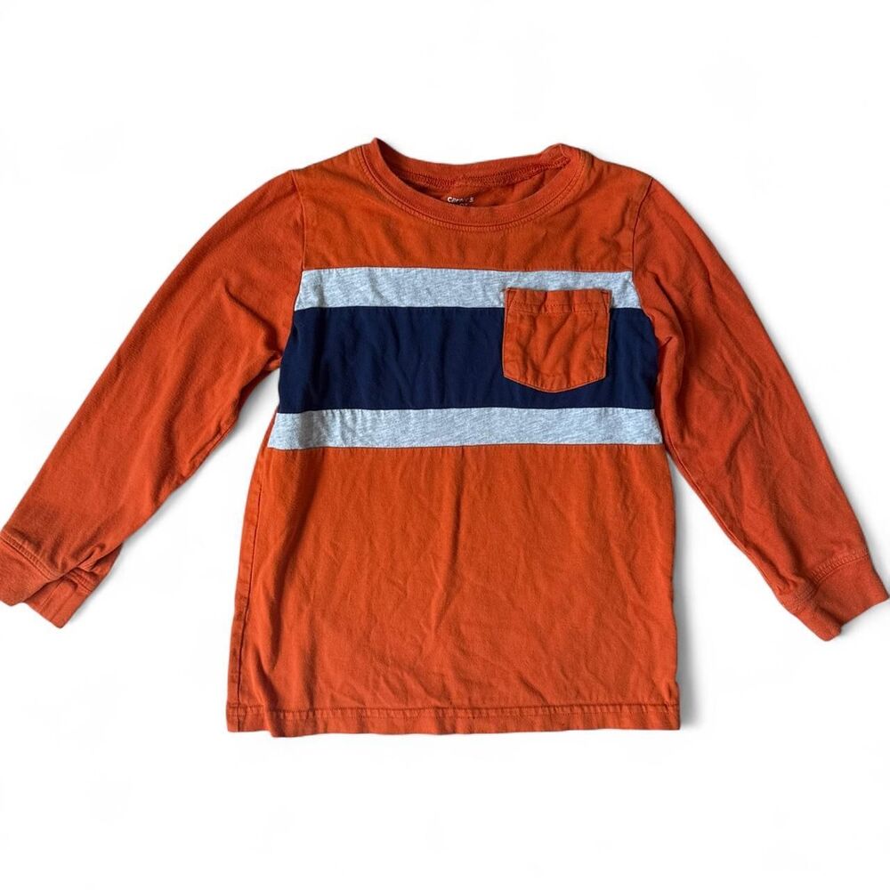 Carter’s Kid Boys Orange Colorblock Long Sleeve Shirt Size 7/7A